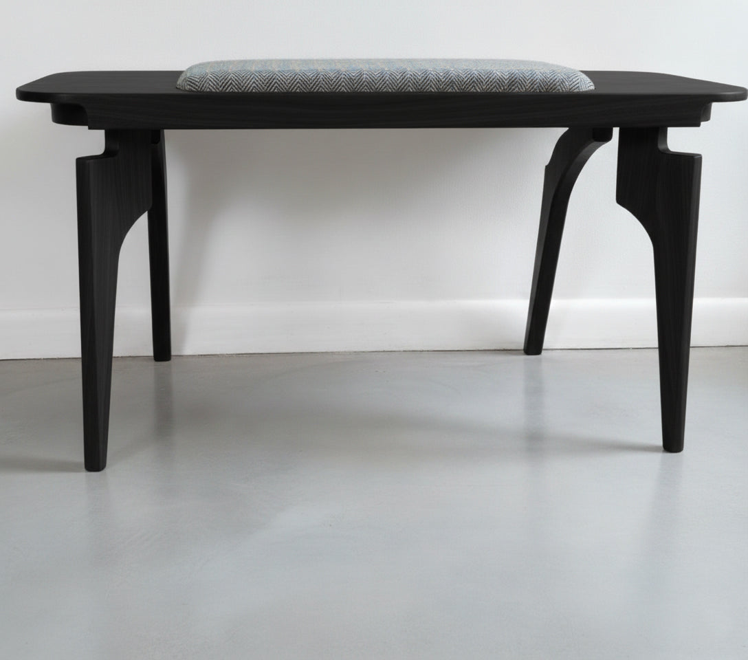 Bench with Cushion — Hardwood Base with Quilted or Woven Upholstery