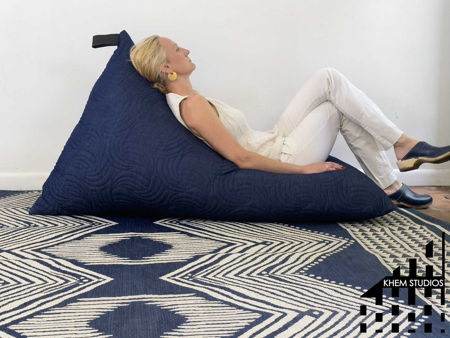 KHEM Studios Quilted Bean Bag Chair with Beans